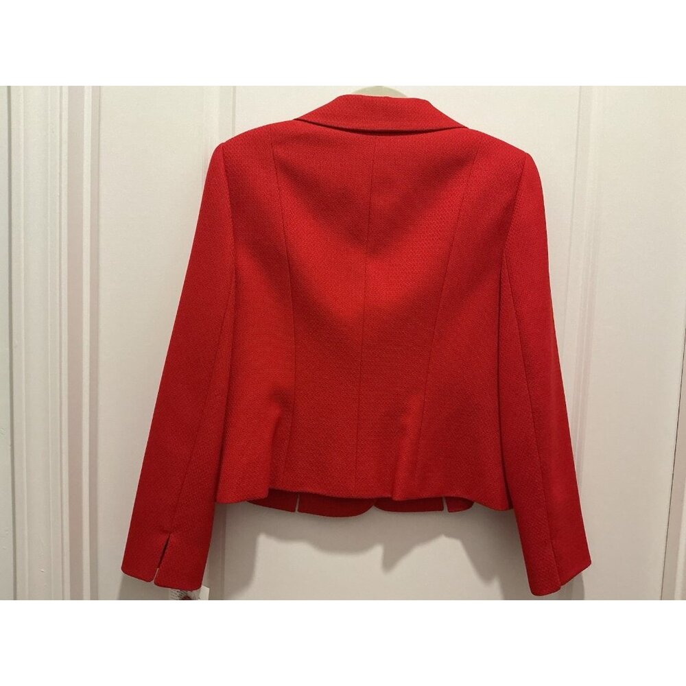 Suit Studio Skirt Set Size 12 Red Jacquard 4 Button Jacket NWT - Picture 5 of 16